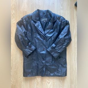 Womens vintage black leather jacket size M
